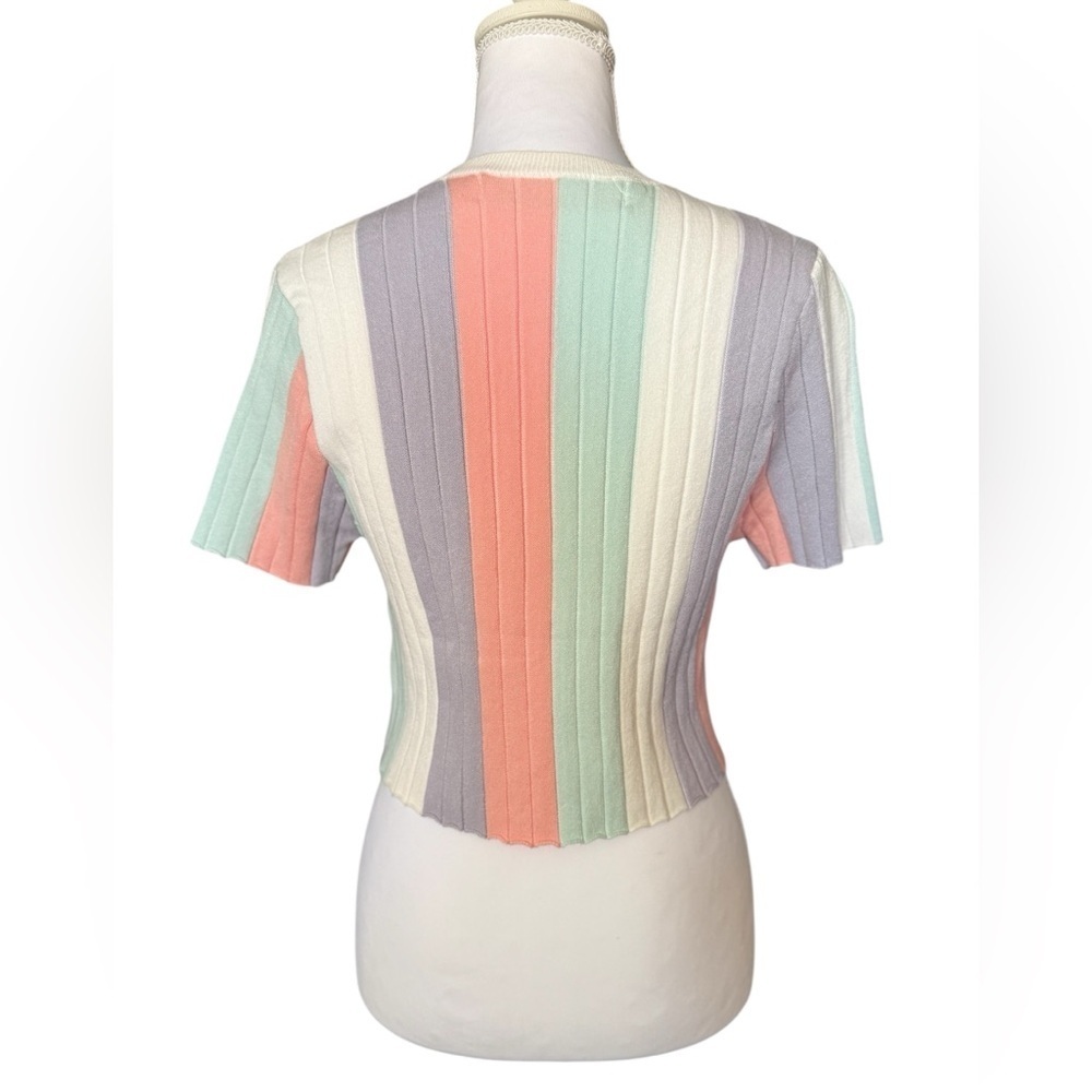 🌸 EB Luxe Los Angeles Pastel Colorblock Knit Top – NWT | Size Medium - Picture 2 of 4